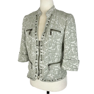 BiBA green embroidered stretchy blazer